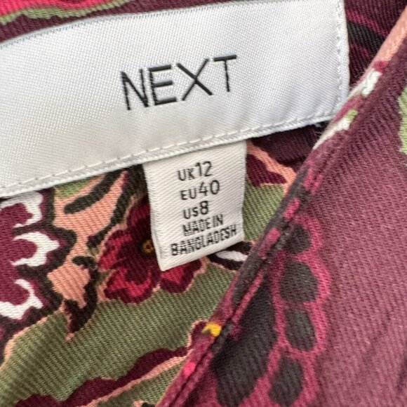 Next Purple Long Sleeve Mini V Neck Dress, Size 8 US Size 12 UK - Picture 6 of 9